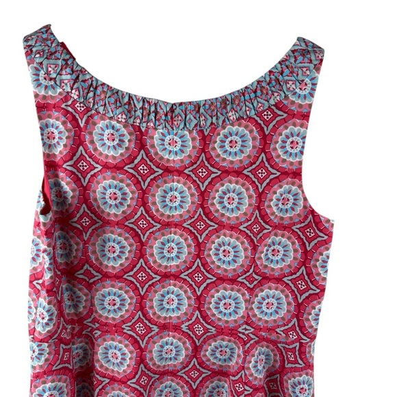 Talbots Coral Turquoise Mixed Geo Print Fit And Flare Midi Dress sz 16 Petite - Picture 4 of 9